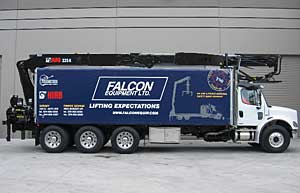 Falcon demo truck with HIAB crane