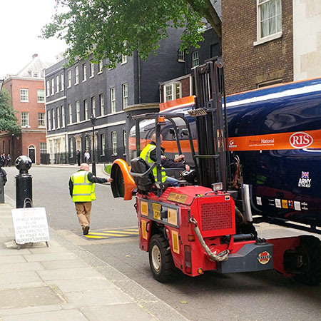 Moffett M5 delivers Bloodhound into Downing Street, UK