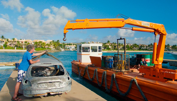 Crane Delivers Coral Nursery