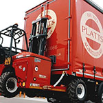 Moffett electric forklift on Platts truck