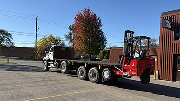 Moffett M8 55.3-10 NX Forklift and Freightliner Truck Work-Ready Package